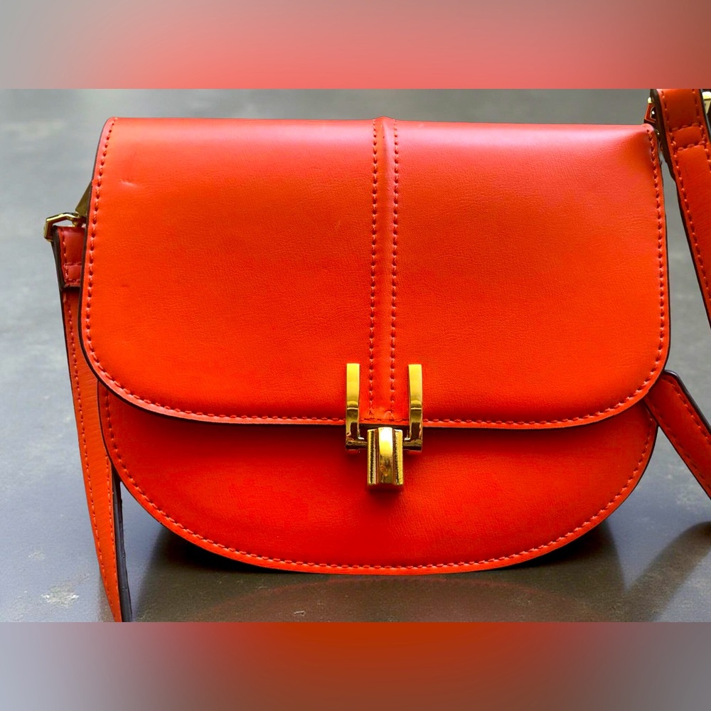 Topshop Orange Mini Shoulder Bag Handbag Gold Hardware BNWT